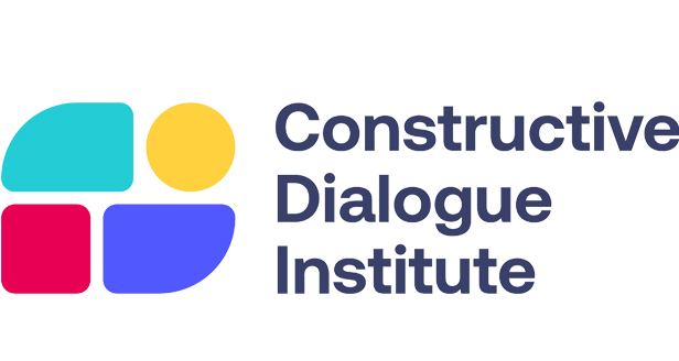 Logo of the Constructive Dialogue Institute with colorful abstract shapes and bold text on a white background.