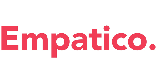 The image shows the word "Empatico" in bold red font on a plain white background.