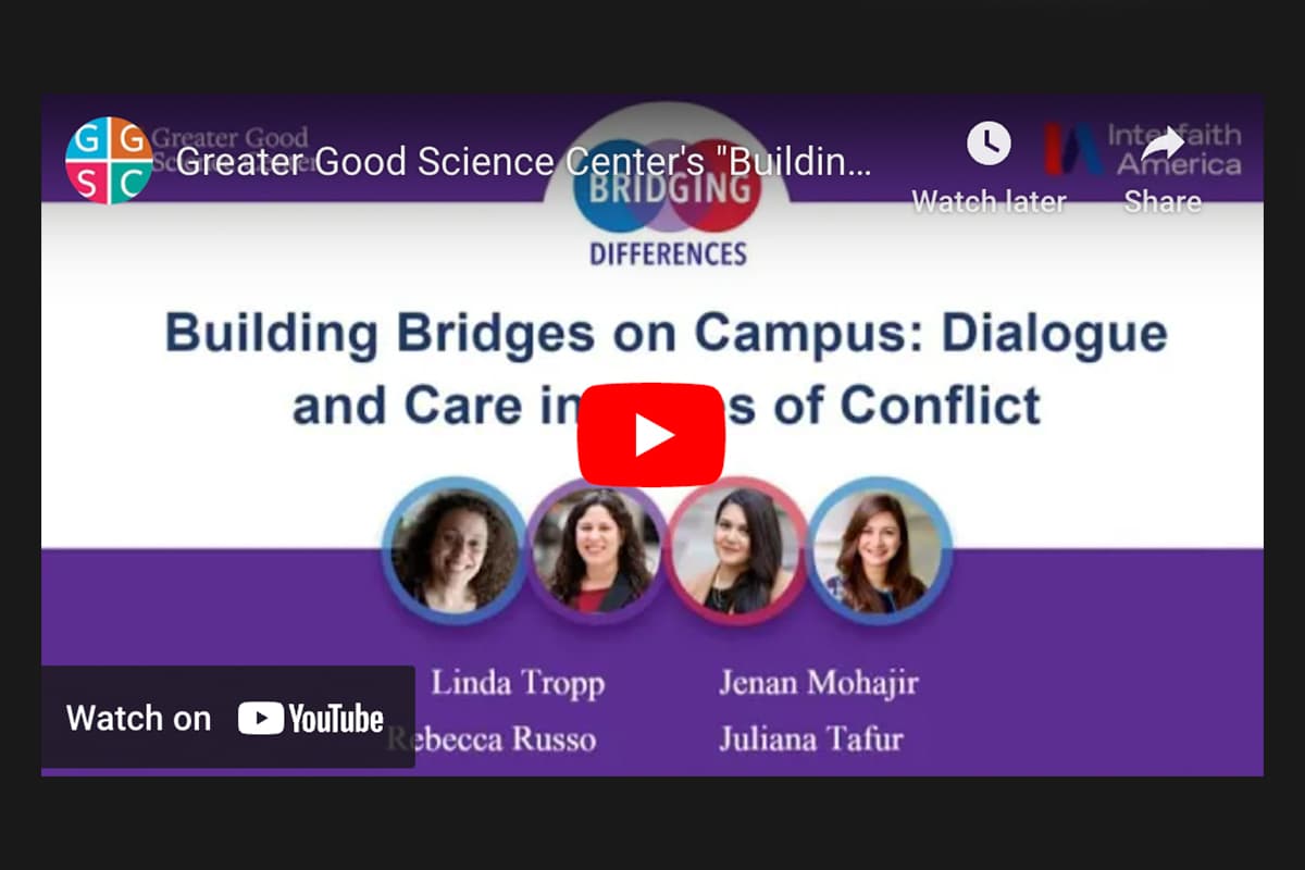 A Youtube video screenshot with the title: Building Bridges on Campus