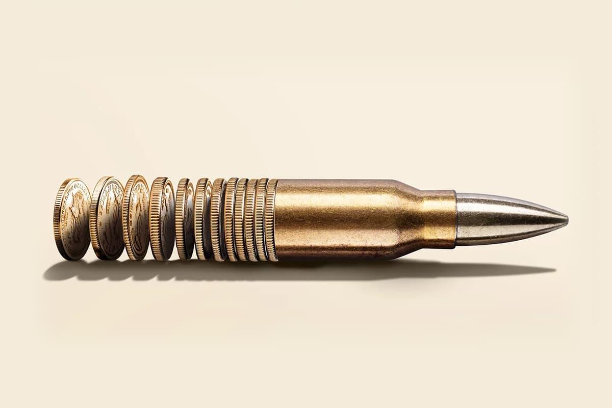 An illustration of a coins forming a bullet.
