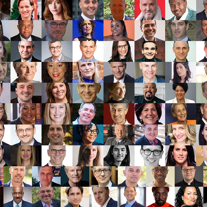 A collage of individual portraits showing a diverse group of people.
